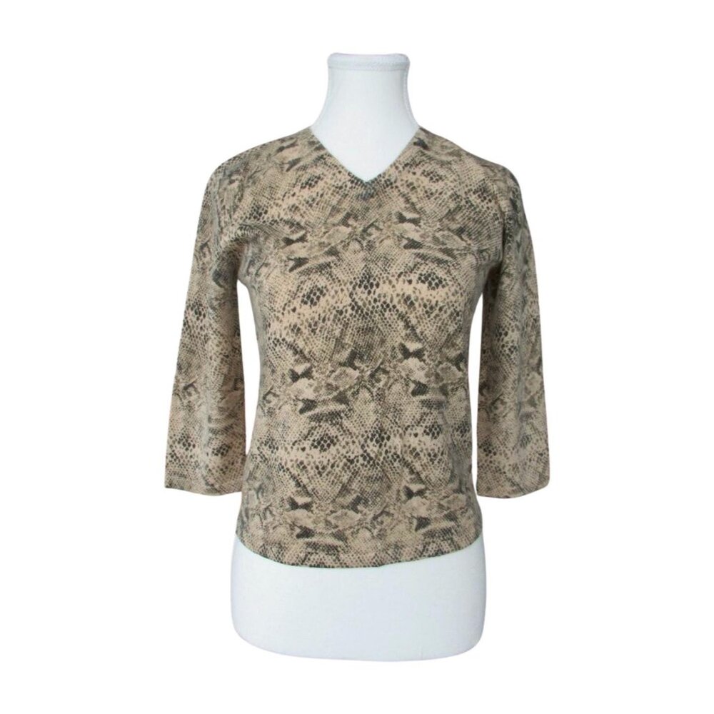 Vintage Oscar de la Renta Snakeskin Print Wool Sweater
